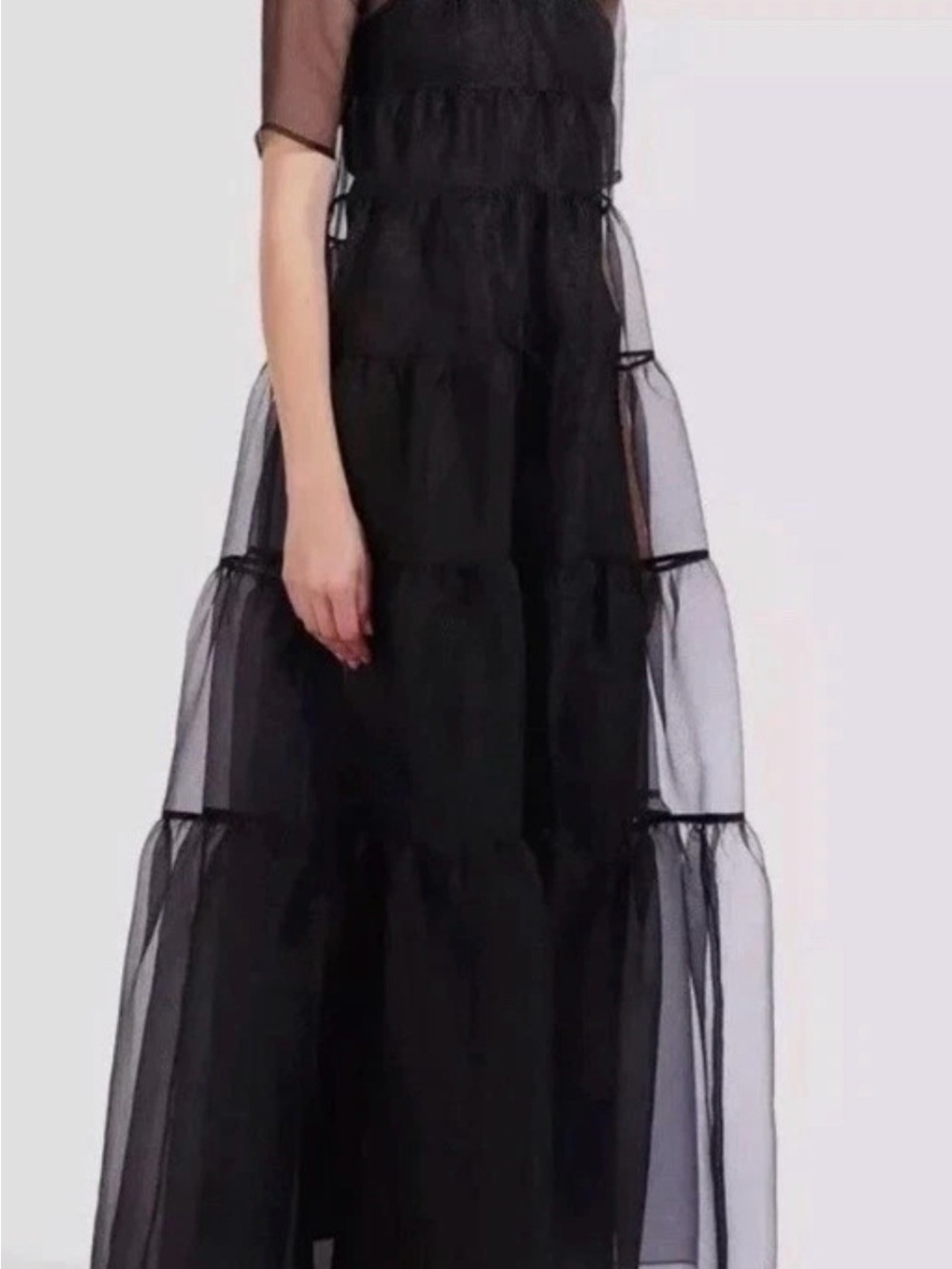 New Staud Hyacinth Sheer Organza Dress in Black Size XL - Picture 2 of 3